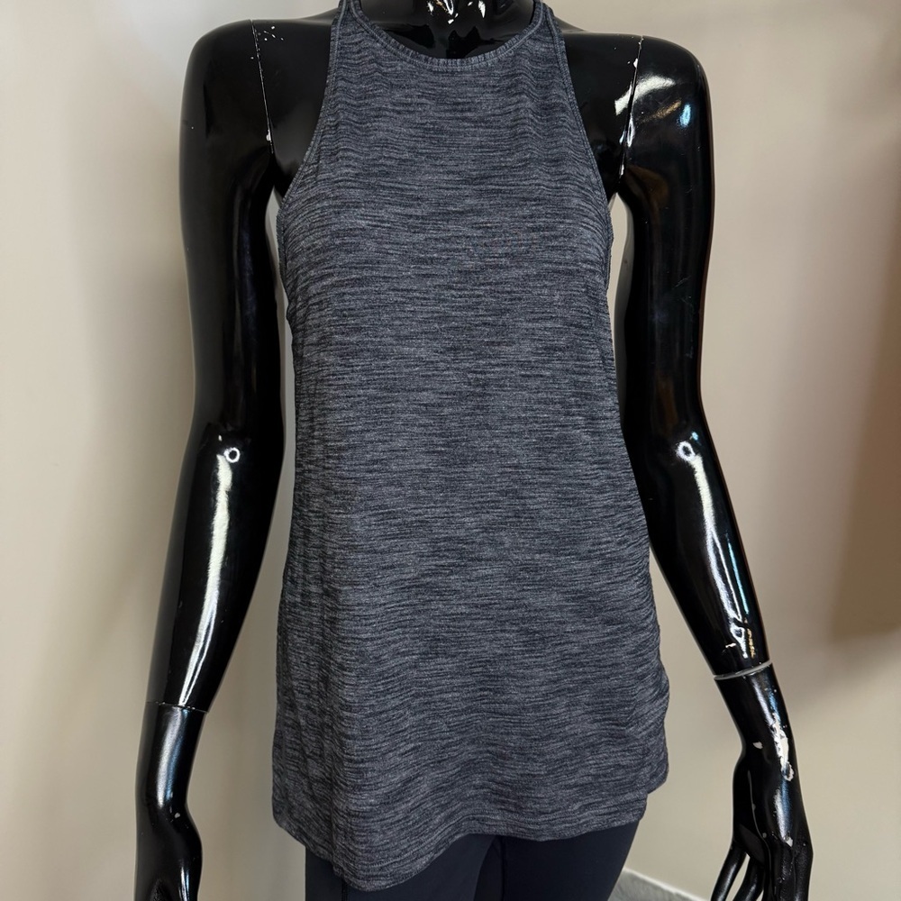 Lululemon Trapeze Twist Tank Top Heathered Gray Size 6 - Open Back Yoga Athletic